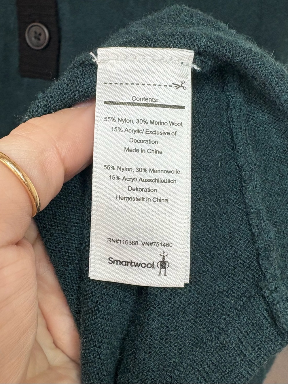 Smartwool Shadow Pine hoodie sweater with button henley neckline green size M - Picture 10 of 15